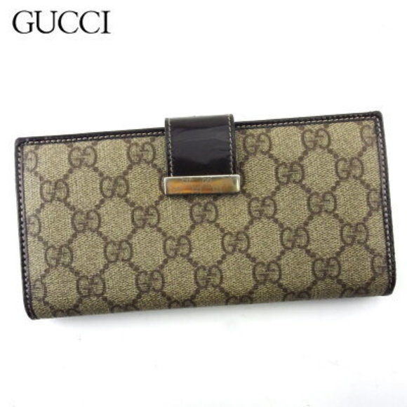 Gucci long Wallet GG Supreme beige brown Patent - Picture 1 of 5